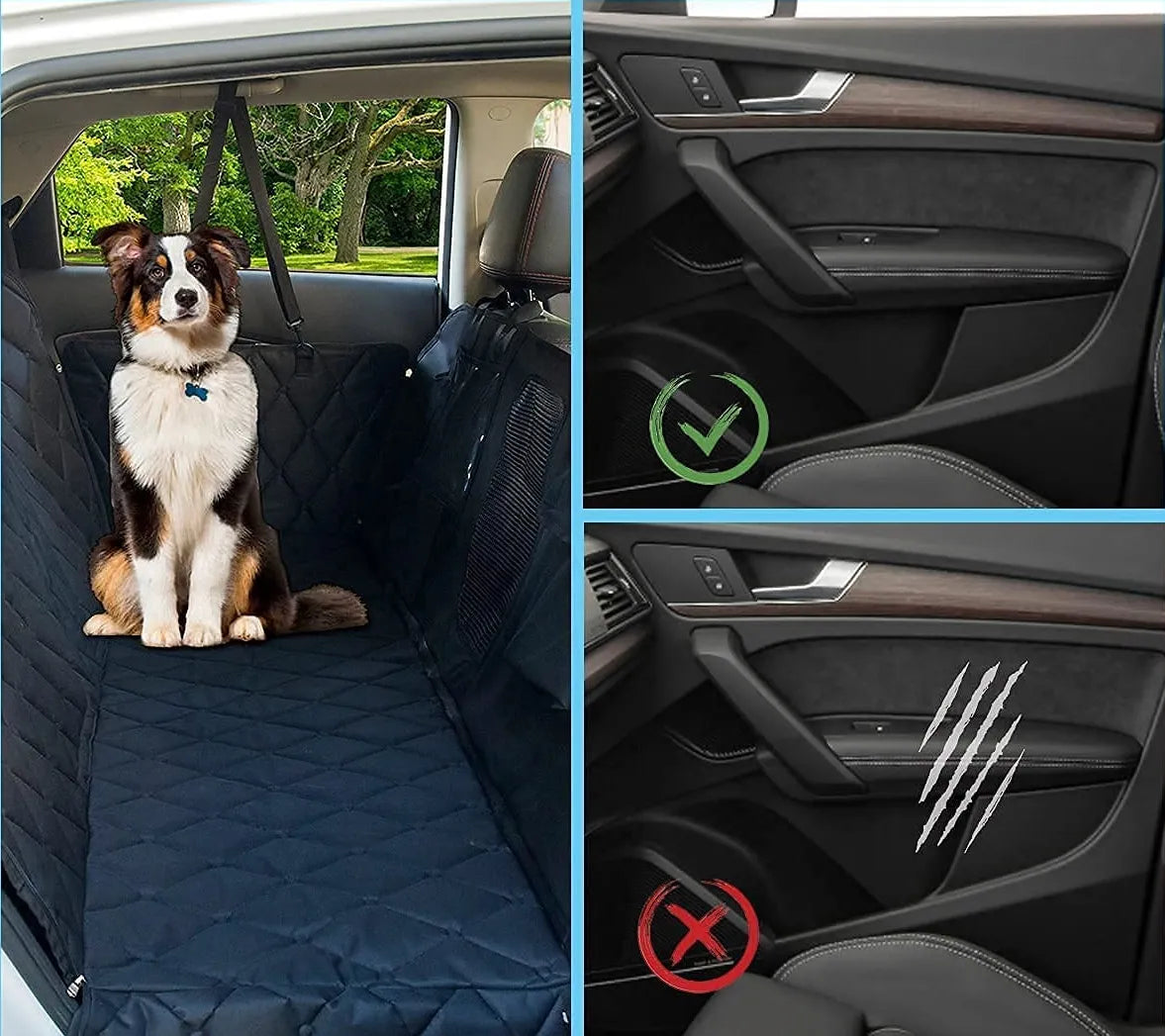 Dog Car Seat Cover Protector with Storage Pockets Washable Dog Hammock for Cars Trucks and SUV Safety Carrier For Dog Accessories