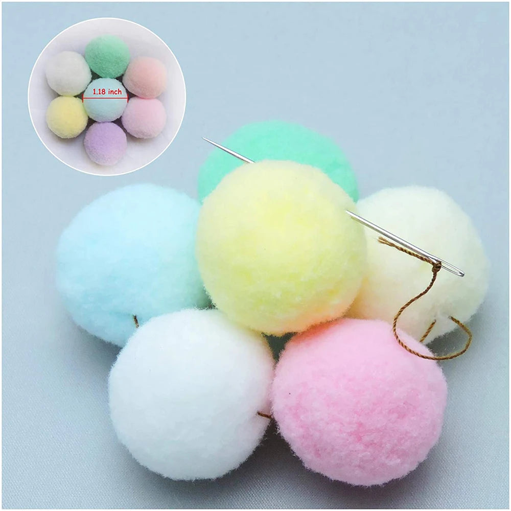 1000pcs Plush Ball Cat Toy Ball Interactive Funny Plush Creative Kitty Training Pet Cat Supplies Stretch Plush Ball Cat Pom Toys