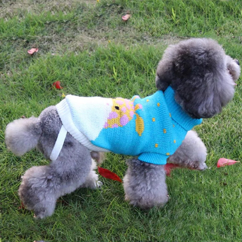 Ropa cálida para mascotas para perros pequeños y medianos Invierno Navidad Perros Suéter Ropa para mascotas Tejer Traje Abrigo Ropa con estampado de dibujos animados Estilo de moda