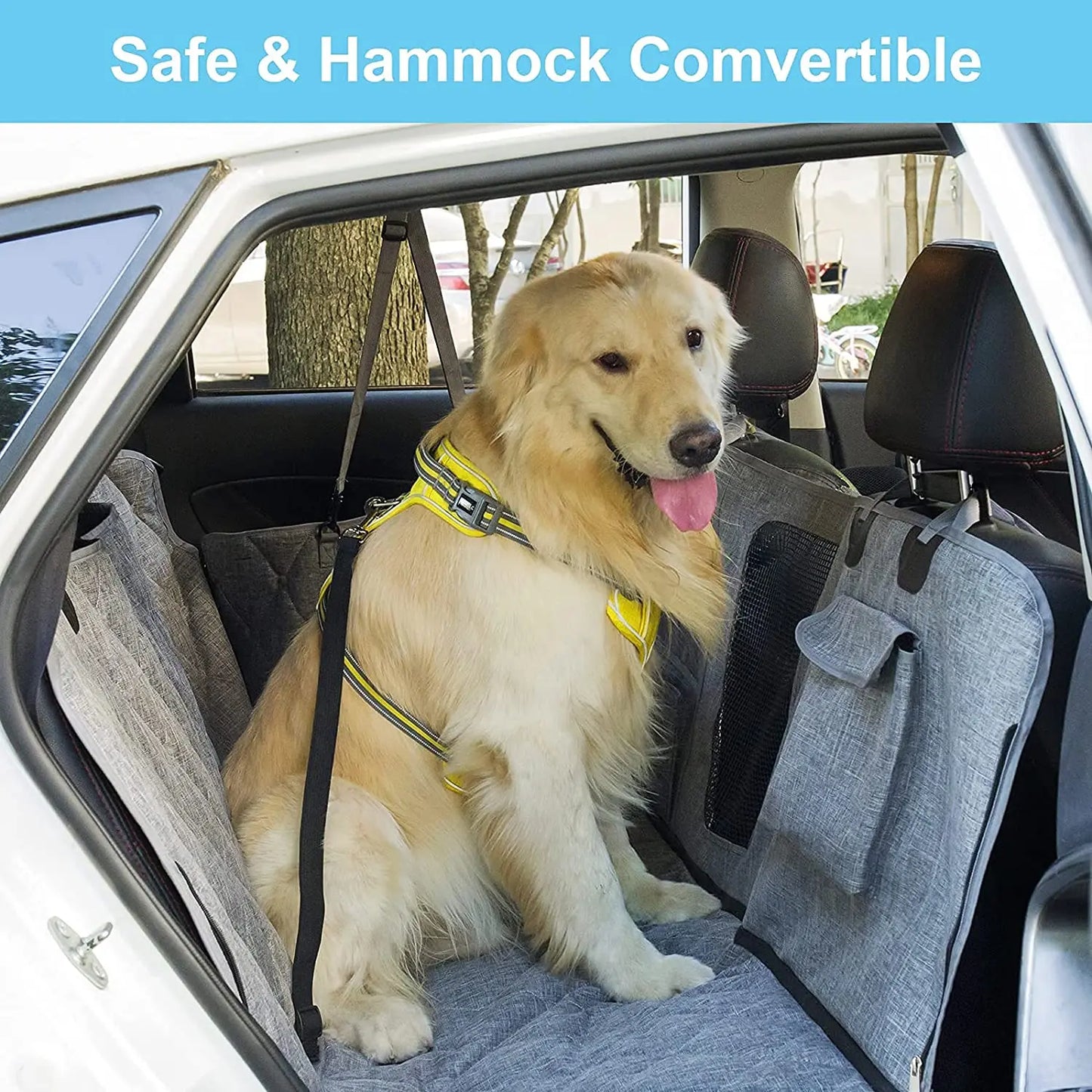 Dog Car Seat Cover Protector with Storage Pockets Washable Dog Hammock for Cars Trucks and SUV Safety Carrier For Dog Accessories