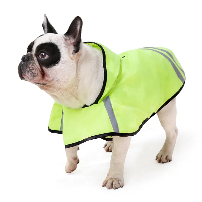 Manteau imperméable à capuche pour chien, Poncho, veste de pluie pour petits, moyens et grands chiens, vêtements pour animaux de compagnie, bouledogue français, XS-3XL