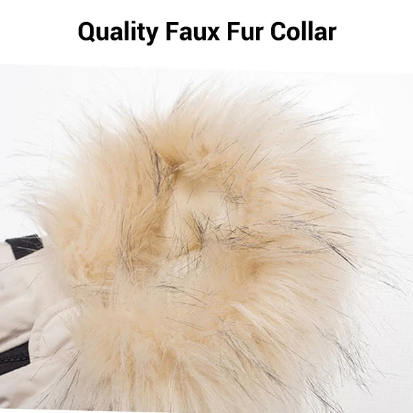 Winter Clothes for Dogs Luxury Fur Collar Dog Parka Coat for Small Dogs Waterproof Padded Warm Pet Jacket with Harness Zipper