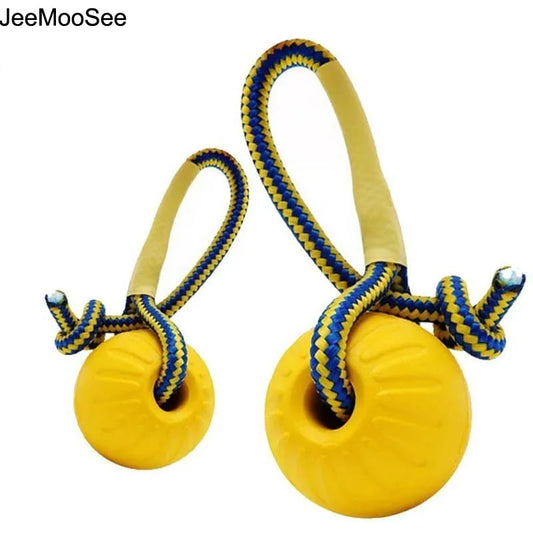 1 unidad de dientes de goma indestructibles para cachorros, pelota de entrenamiento divertida, juguetes para masticar, juego para buscar, sólido con cuerda transportadora, juguete para perros