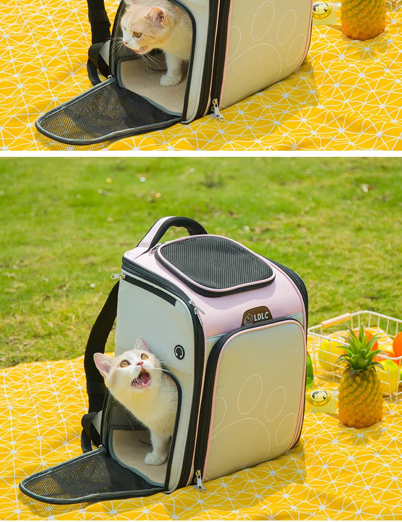 Expandable Cat Carrier Backpack Large Capacity Puppy Dogs Breathable Carrying Bags Small Pet Foldable Outdoor Travel Backpacks