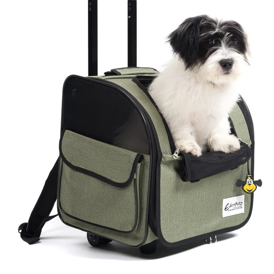 Cochecito para mascotas, mochila plegable con ruedas para equipaje, jaula para coche de viaje, cochecito para perros, gatos, Gato, transportador de ruedas