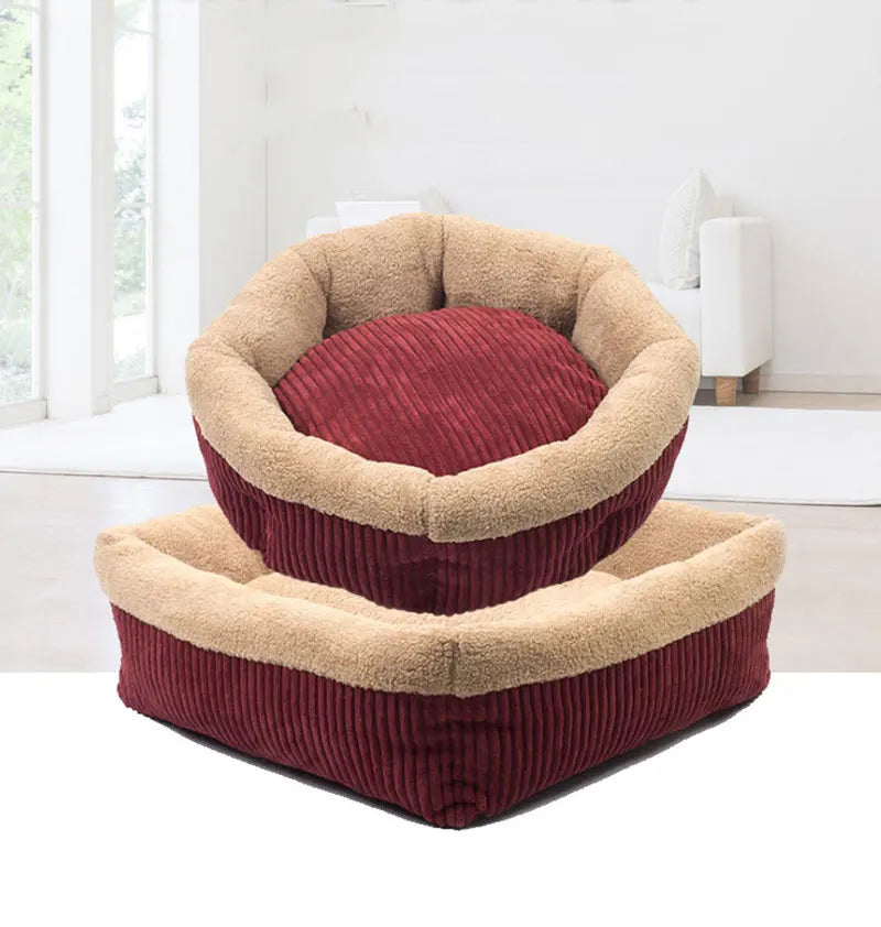 Round Square Lambswool Dog Beds for Small Dogs Luxury Sweet Mat Tray Cat Basket Cushion Sofa Pet Warm Puppies House