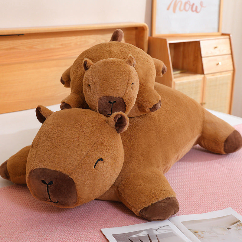 Lit de tapis de sol en peluche Capybara avec grand oreiller Capybara Capybara supportant les jambes