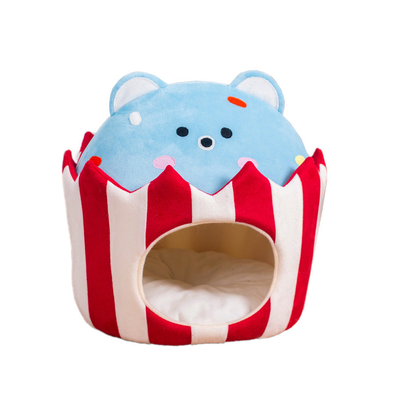 Warm Cake Bear Semi-closed Cat Nest Pet