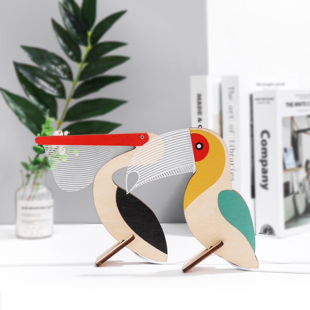 Animaux LED veilleuse bois acrylique Table USB lumières décorer pour enfants bébé enfants lampe de chevet pélican Sirius baleine Toucan