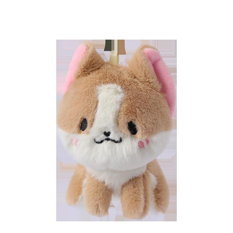 Venta caliente de dibujos animados cachorro de peluche juguete Corgi pequeño colgante mochila accesorios