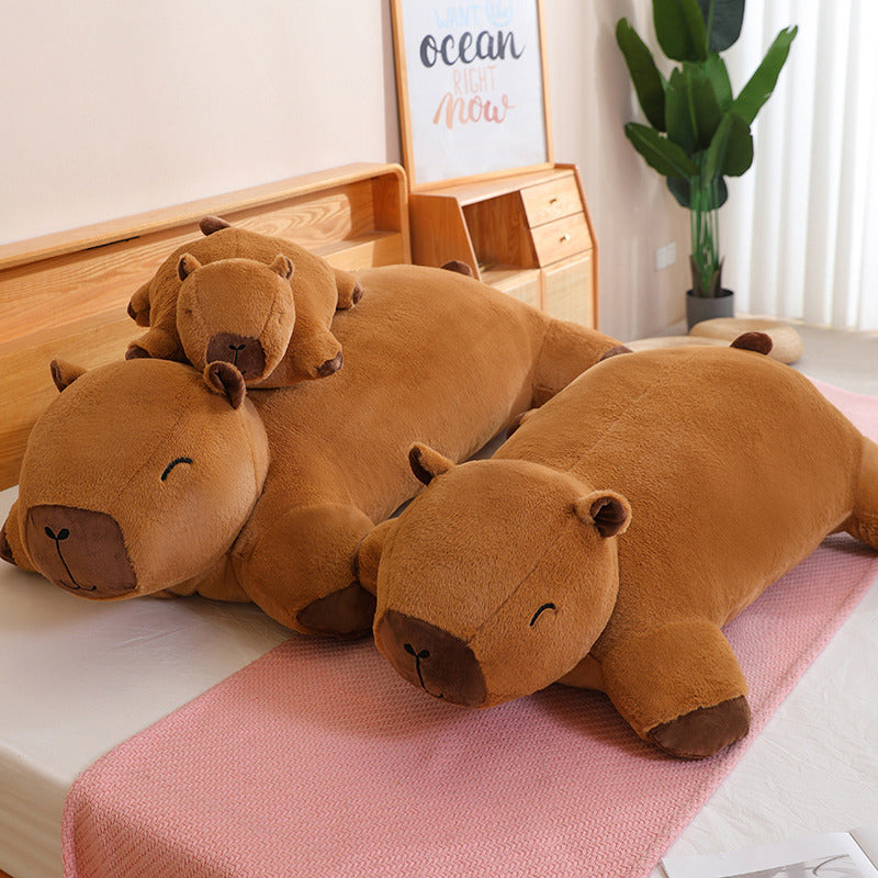 Lit de tapis de sol en peluche Capybara avec grand oreiller Capybara Capybara supportant les jambes