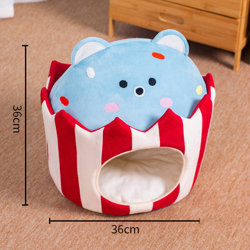 Warm Cake Bear Semi-closed Cat Nest Pet