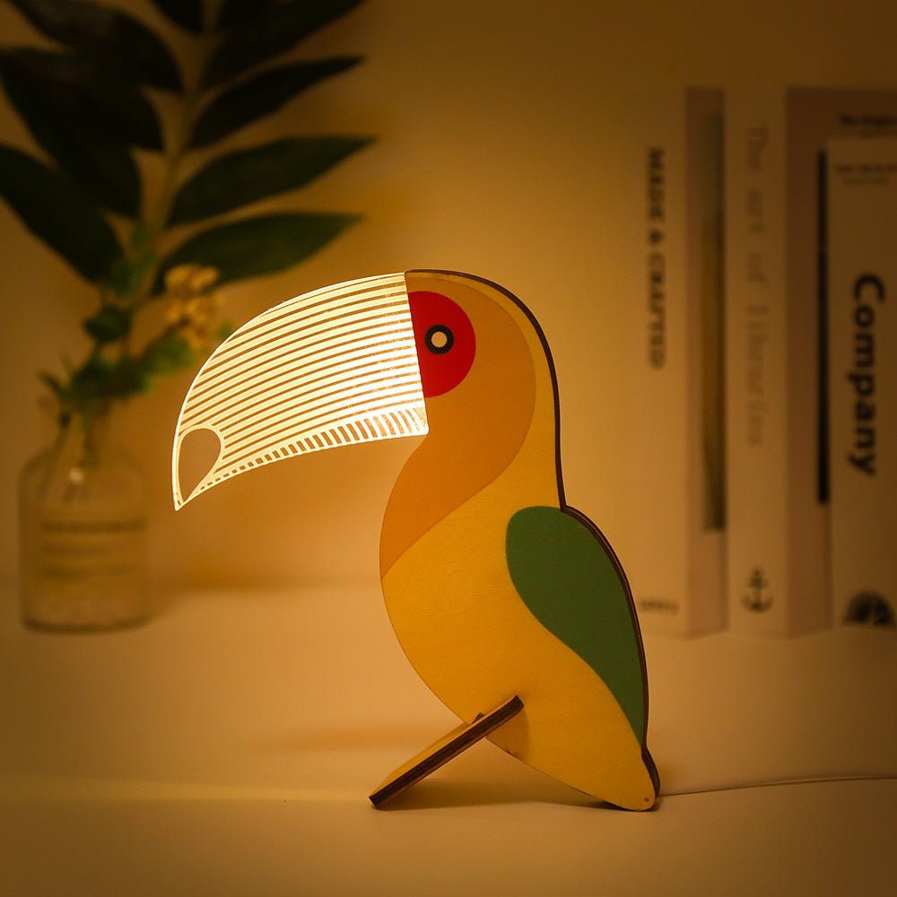 Animaux LED veilleuse bois acrylique Table USB lumières décorer pour enfants bébé enfants lampe de chevet pélican Sirius baleine Toucan