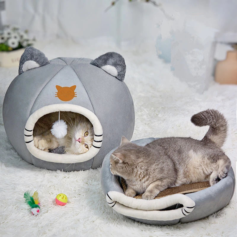 2023 Deep Sleep Comfort In Winter Cat Bed Little Mat Basket For Cat's House Products Pets Tent Cozy Cave Cat Beds Indoor For Dog