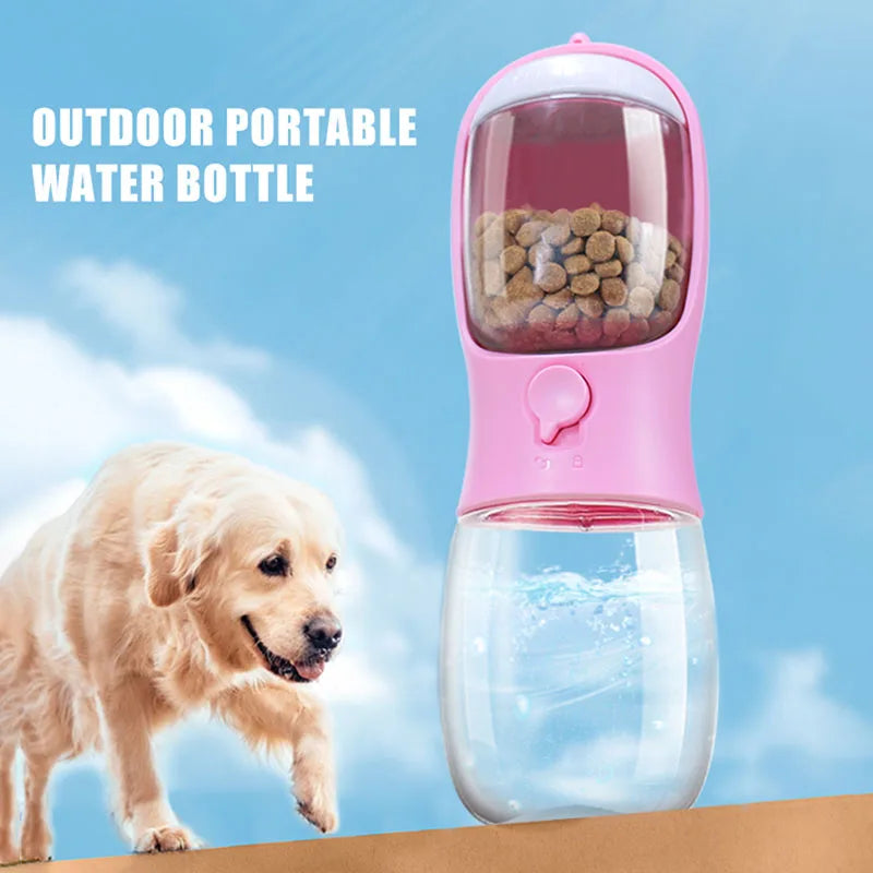 Bouteille d'eau Portable 2 en 1 de 300ml, matériau de qualité alimentaire pour chien et chat, tasse d'eau de voyage pour animaux de compagnie avec distributeur de nourriture