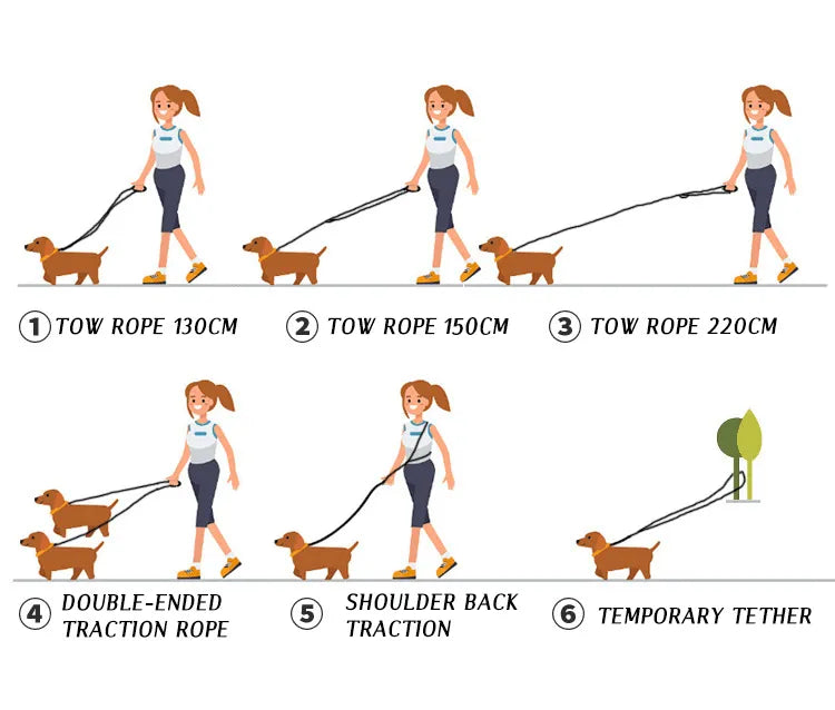 Laisses réfléchissantes en Nylon pour chiens de compagnie, chaîne de Traction pour course à pied, mains libres, accessoires pour petits et grands chiens