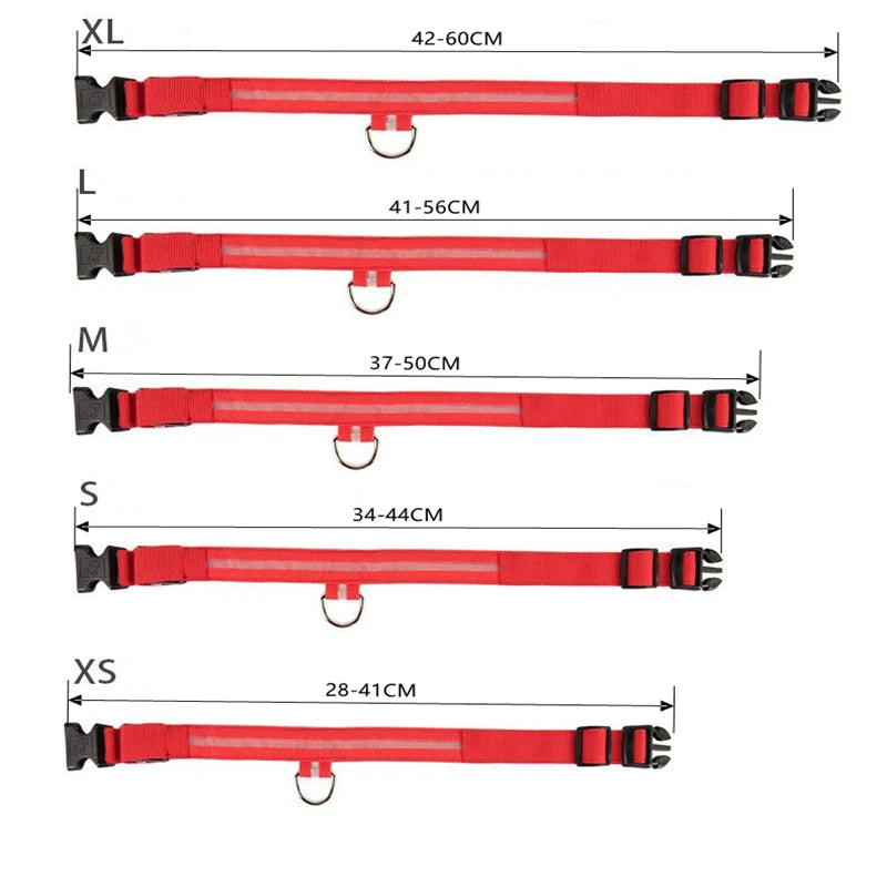 Collar LED para perro XS/M, recargable por USB, luces para Collar de perro, luz nocturna de seguridad suave ajustable, intermitente, 3 modos, suministros para mascotas