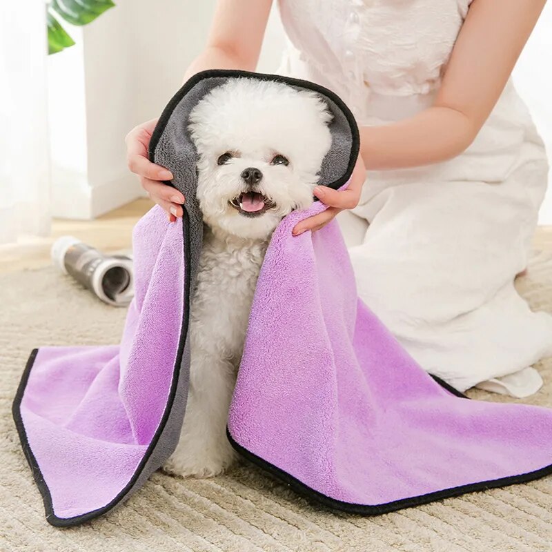 Toalla para mascotas, toalla de secado rápido para perros, bata de baño de fibra suave, Toalla de baño absorbente para gatos, práctica limpieza de mascotas, accesorios para mascotas