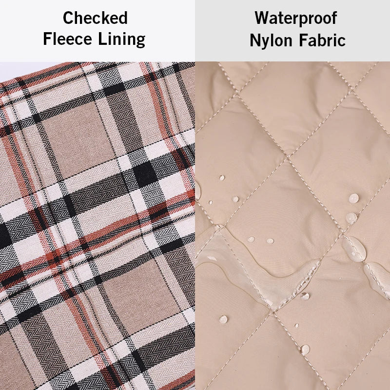 Waterproof Dog Jacket Checked Pattern Reversible Dog Clothes for Small Medium Large Dogs Soft Warm Dog Coat with Flexible Chest