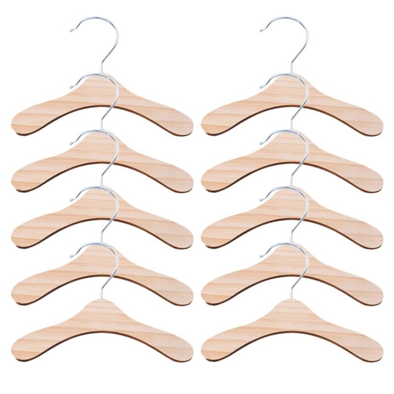 10 Pieces Wooden Pet Apparel Hangers Wooden Portable Clothes Hanger Durable Gift