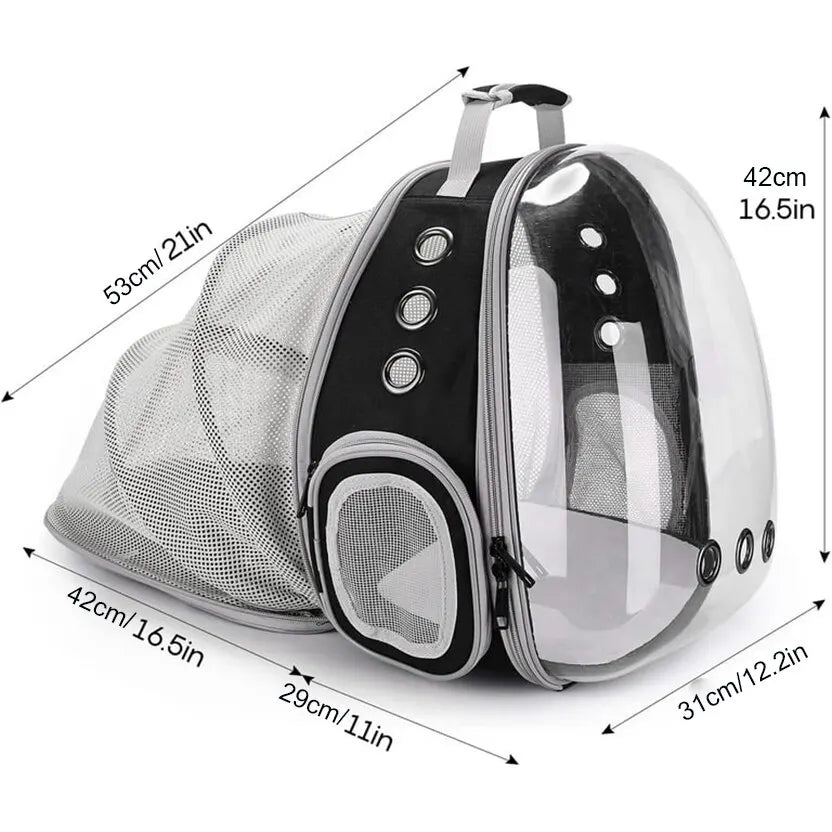 Mochila transportadora para gatos expandible, transparente, grande, mochila de viaje, cápsula espacial de burbujas, bolsa de viaje para mascotas de alta calidad