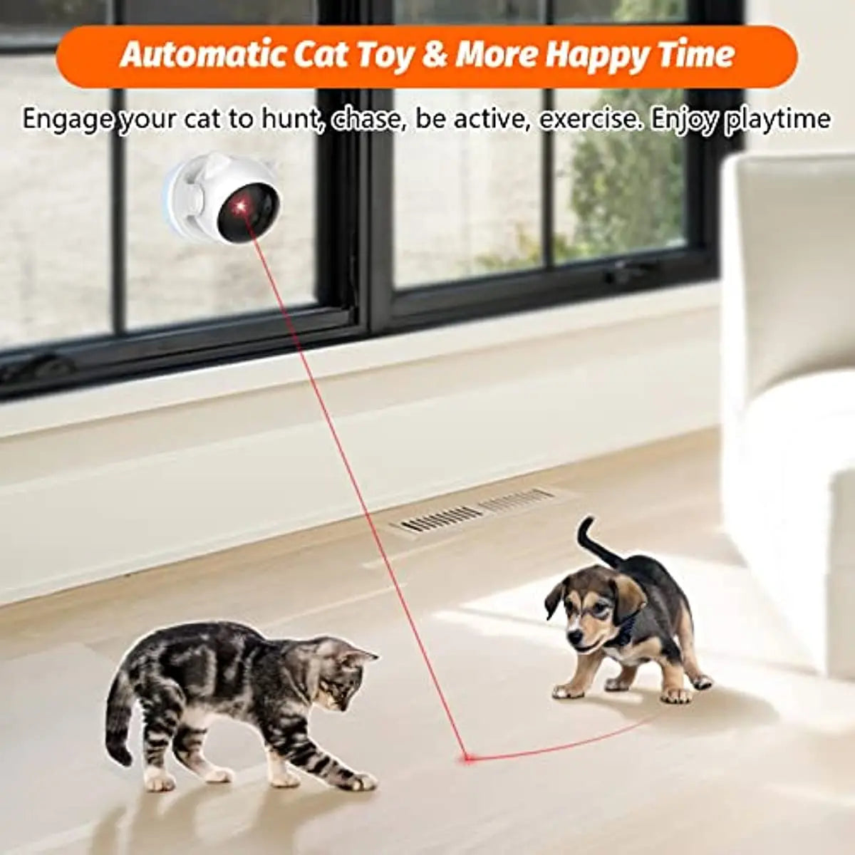 Automatic Cat Laser Toy for Indoor Cats,Interactive cat Toys for Kittens/Dogs,Fast/Slow Mode,Adjustable Circling Ranges