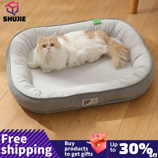 Square Cat's House Bed For Cats Dog Mat Warm Sleep Cat Nest Cushion Dog Puppy Couch For Dogs Basket Plush Pet Accessories Winter