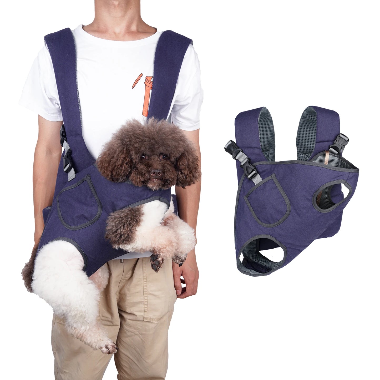 Sac de transport réglable pour chien, transport de chien de voyage en plein air, support de poitrine avant, sac à bandoulière pour chiot pour petits chiens et chats