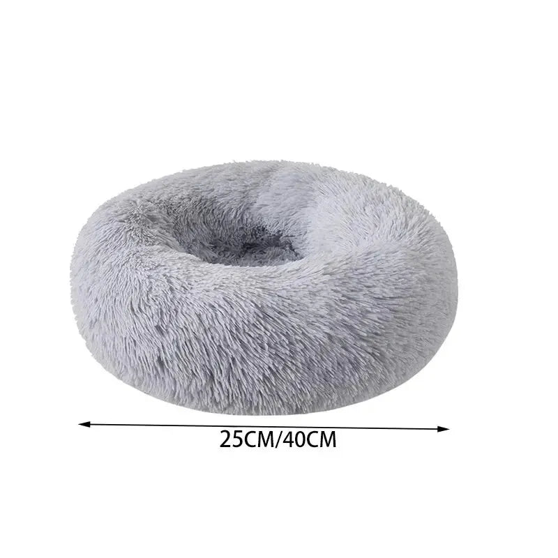 Plush Pet Nest Fall and Winter Cotton Mat for Kittens Chihuahua Universal Dog and Cat Long Hair Nest Round Donut Plush Dog Bed