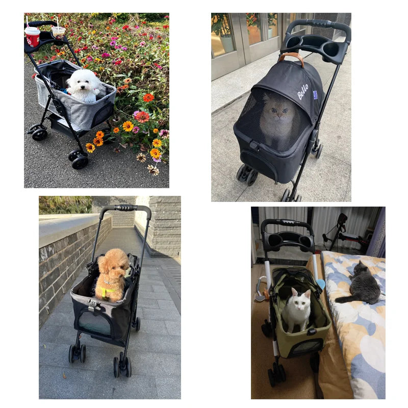 Bello-cochecito para cachorros, carrito Universal de 4 ruedas, transportador para gatos, carrito para perros, bolsa de transporte para gatos, carrito, 강아지 유모차