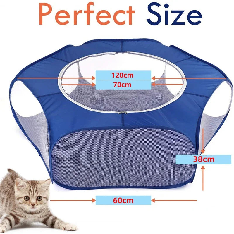 Petite Cage Portable pour animaux de compagnie, transparente, pour chat et chien, tente, parc pour animaux de compagnie, clôture de cour pliante ouverte pour chien, Hamster, lapin, cochon d'inde