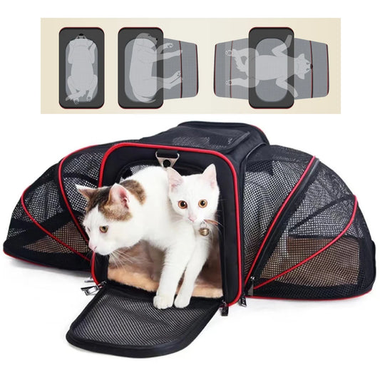 Bolsa de transporte para perros transpirable con gran espacio para mascotas, lo mejor para gatos, perros, bolso suave expandible para viajes y actividades al aire libre