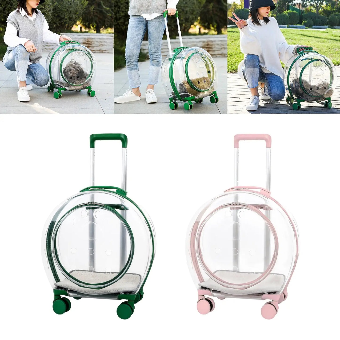 Maleta con ruedas, bolsa de viaje para gatos y perros, bolsa de transporte para caminar, transportador rodante para mascotas