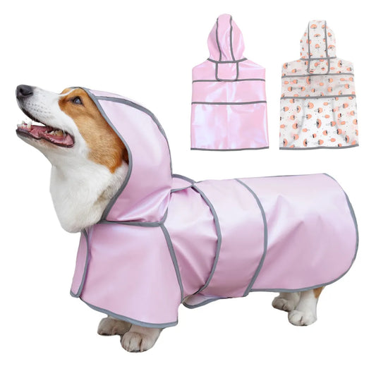 Chubasquero para perros impermeable suave PU chaqueta de lluvia para perros pequeños medianos grandes con capucha ajustable en el pecho Poncho de lluvia para mascotas para Corgi