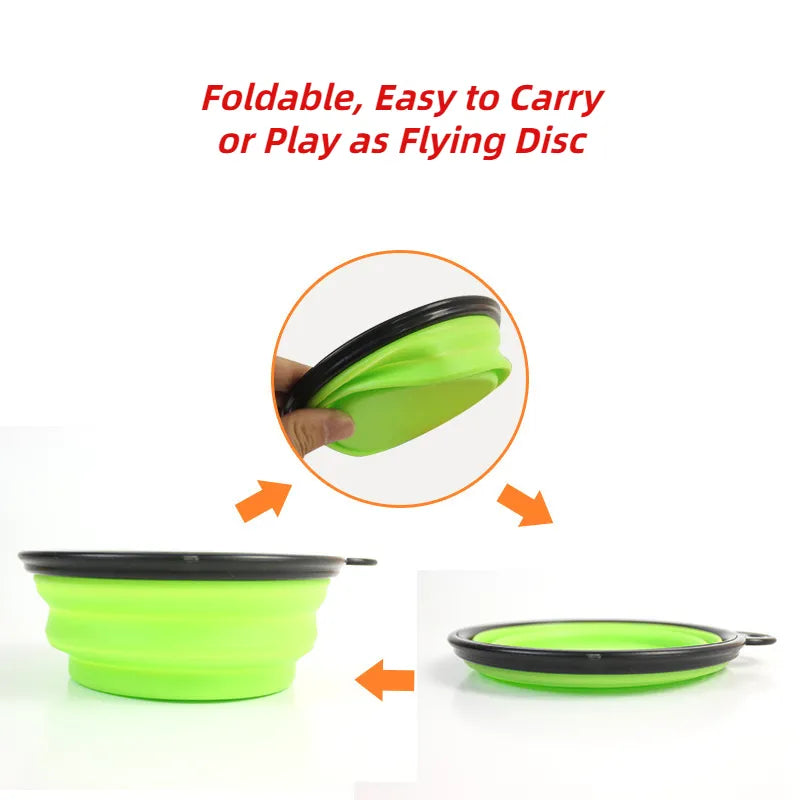 Cuenco de silicona plegable grande para perros y mascotas, recipiente portátil para comida para cachorros, para viajes al aire libre, plato alimentador, 1000ml