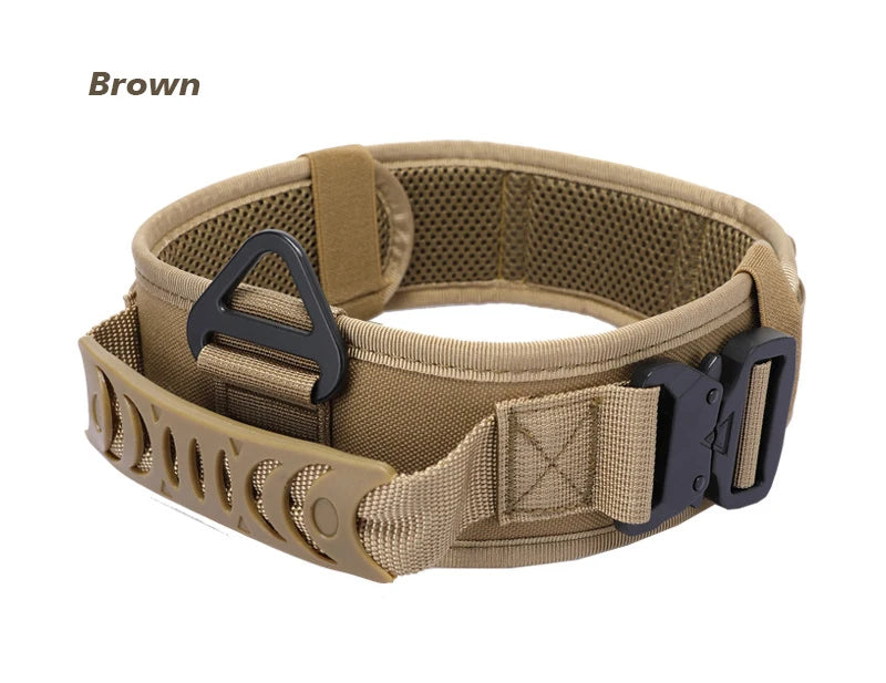 Collar táctico militar para perro grande con asa, nailon reflectante K9, hebilla de Metal ancha, collares de entrenamiento para perros grandes, accesorios para mascotas