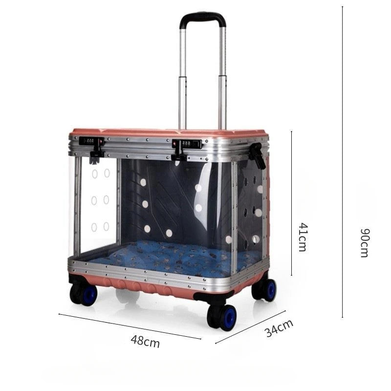 Valise à roulettes pour animaux de compagnie, porte-bulles de sortie Transparent pour chats, sac de transport, sac à dos extensible pour animaux de compagnie, valise, accessoire