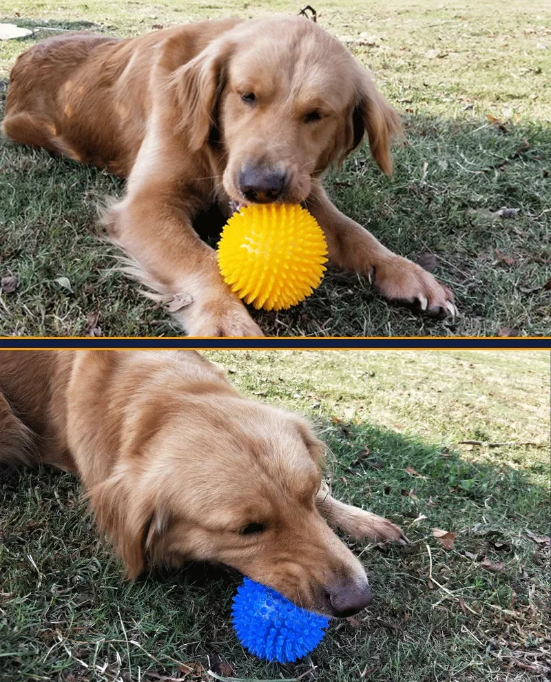 Juguetes para perros y gatos, juguete con sonido para cachorros, Bola de Limpieza de dientes chirriante, entrenamiento de TPR, juguete para masticar dientes de mascotas, bolas de espinas