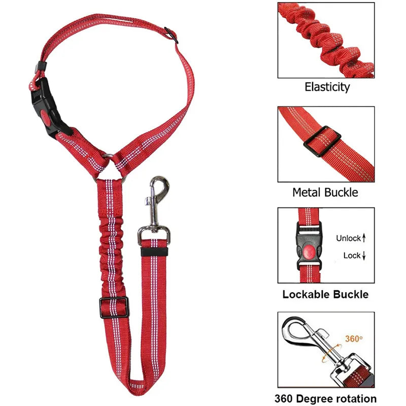 Ceinture de sécurité deux en un pour chien, ceinture de sécurité pour voiture et animal de compagnie, peut être ajustée pour les accessoires pour animaux de compagnie, collier pour chat et chien