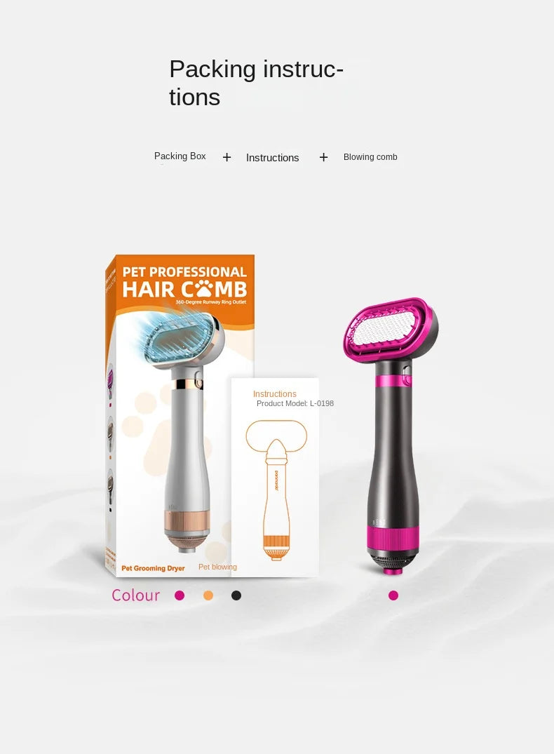 Secador de pelo para mascotas, aseo para perros, peluquería Golden Retriever, cepillo de secado para perros, peine para el cabello silencioso, no daña el cabello, accesorios para secador de agua