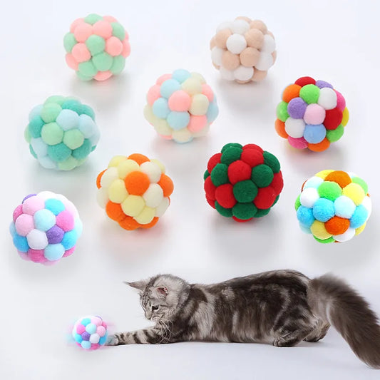 Juguetes para gatos Bola de campana hecha a mano colorida bola elástica suministros interactivos para mascotas