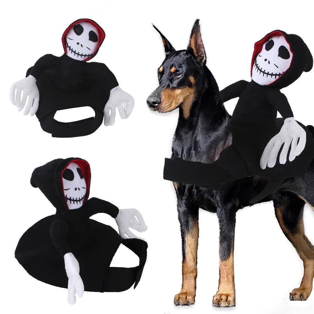 Disfraz divertido de Halloween para mascotas, ropa de Cosplay de fantasma Horrible, vestido de fiesta de Halloween para perros pequeños, medianos y grandes