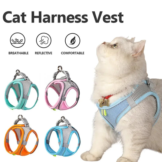 Arnés mediano para cachorros y gatos, accesorios reflectantes para perros que caminan en el pecho, conjunto de chaleco transpirable para gatitos, conjunto pequeño, arnés de cuerda para exteriores