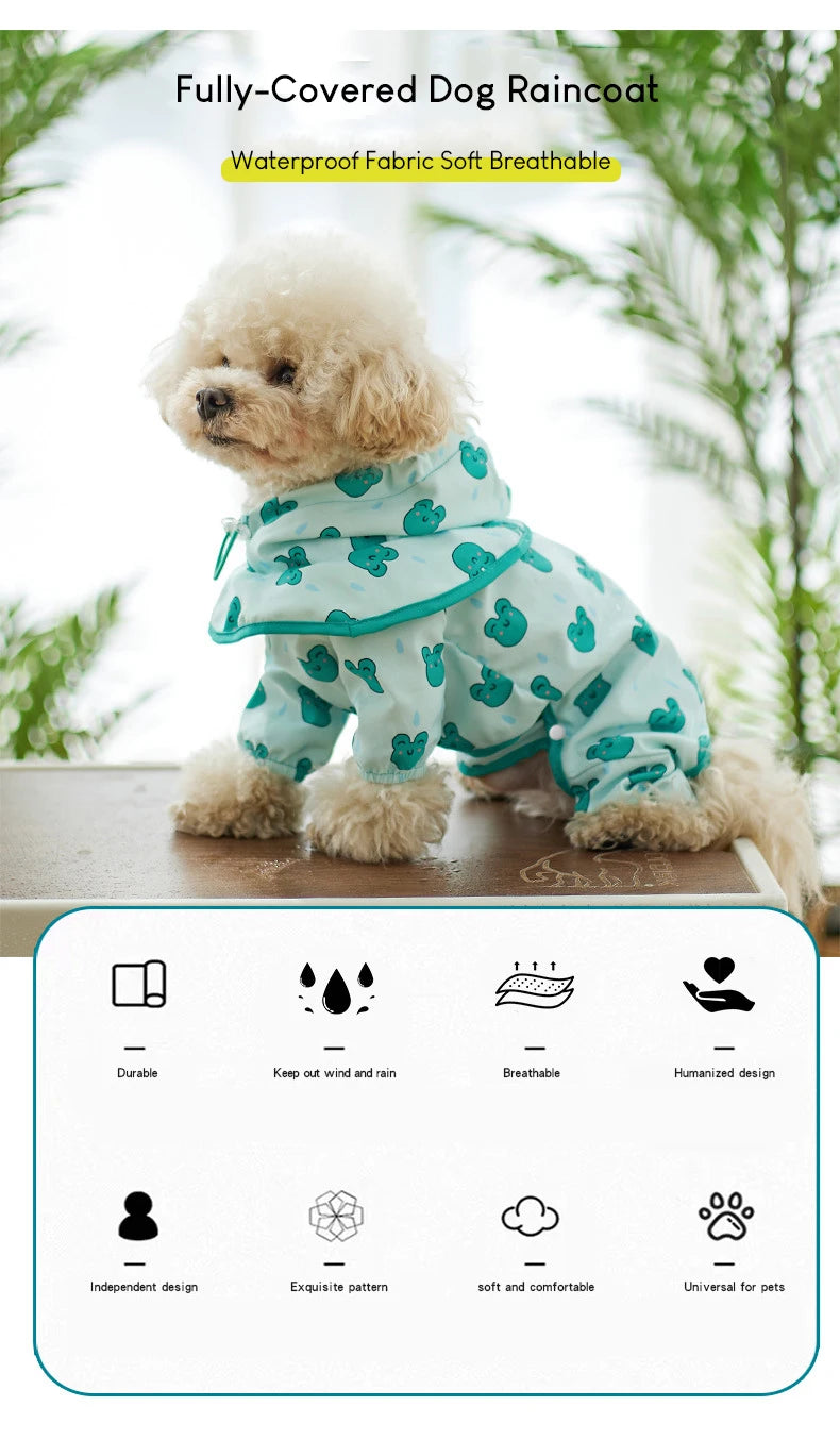 Chubasquero para perros pequeños, chaqueta impermeable con estampado bonito para mascotas con capucha transparente, abrigo de lluvia totalmente cubierto para cachorros y patos