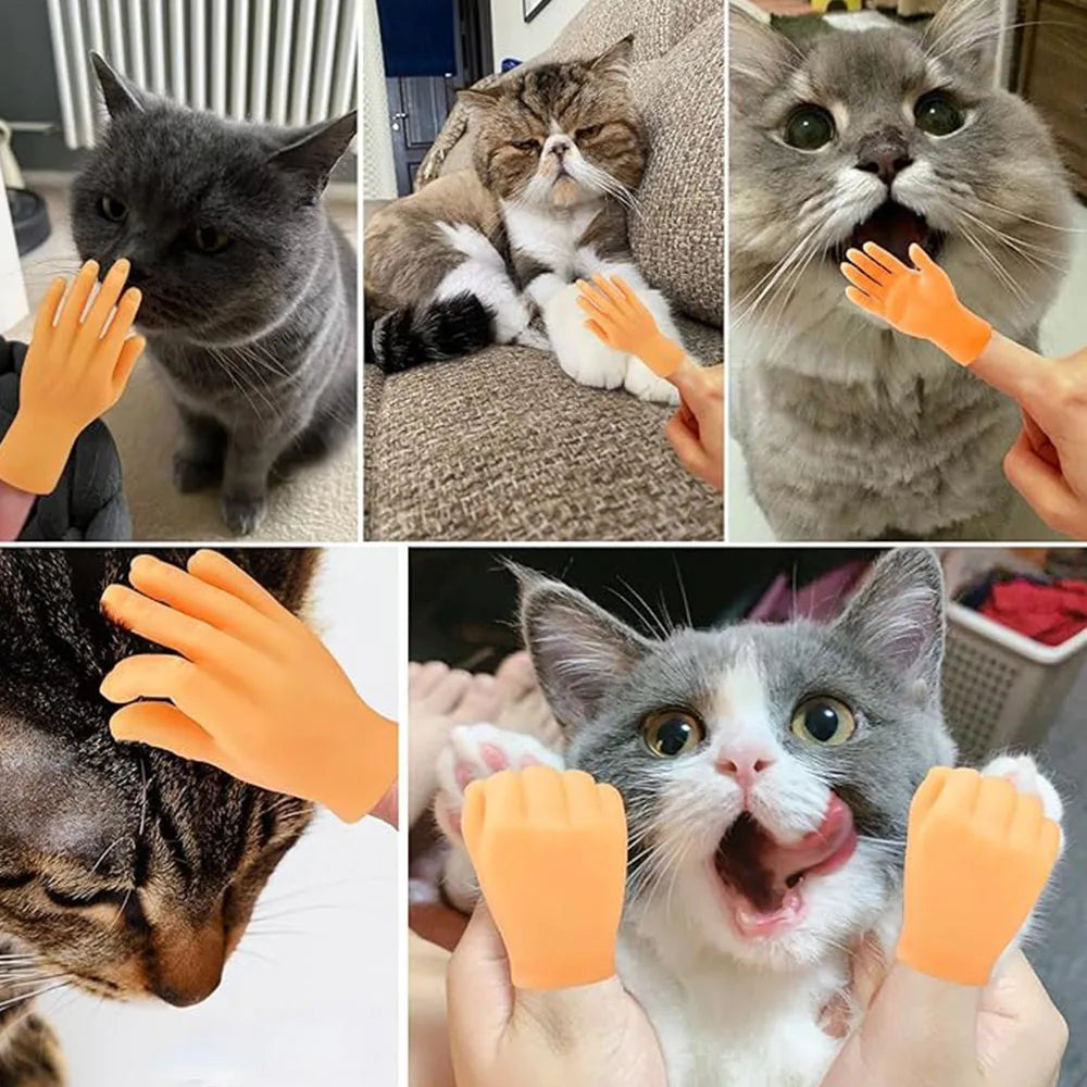 Cat fun toy Small gloves Cat finger Sleeve mini hand model silicone small gloves Cat massage tools Pet cat toy Halloween gift