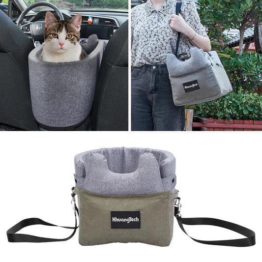 Portable Dog Car Seat Central Control Nonslip Pet Carriers Safe Armrest Box Booster Kennel Tote Cage For Puppy Dog Cat Travel Bag