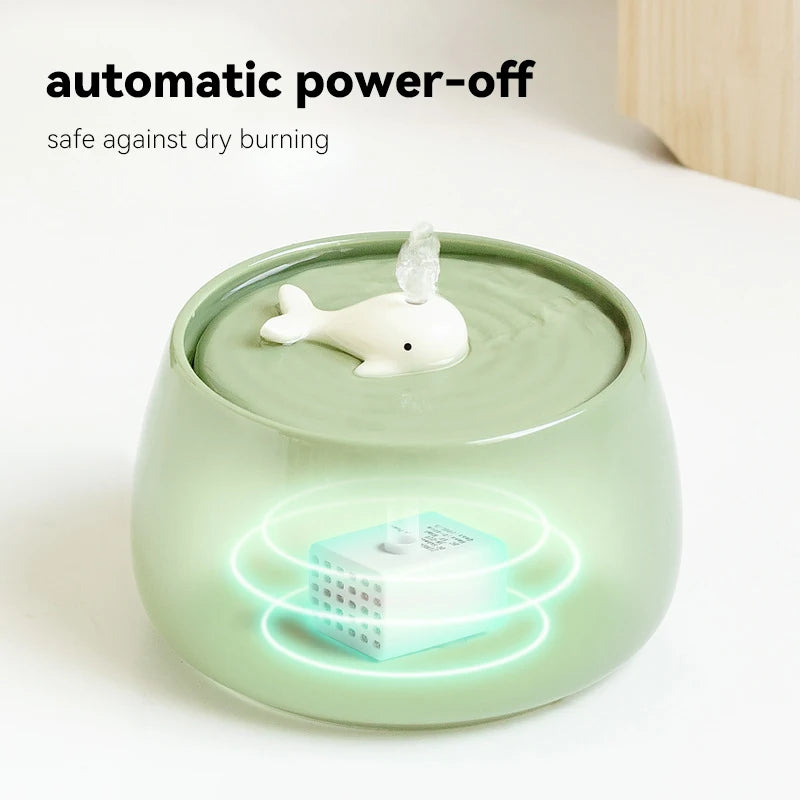 Fontaine d'eau en céramique pour chat, chargeur USB, mangeoires pour animaux de compagnie, chiens, Filtration à circulation automatique, distributeur d'eau à débit, bols de 1300ML