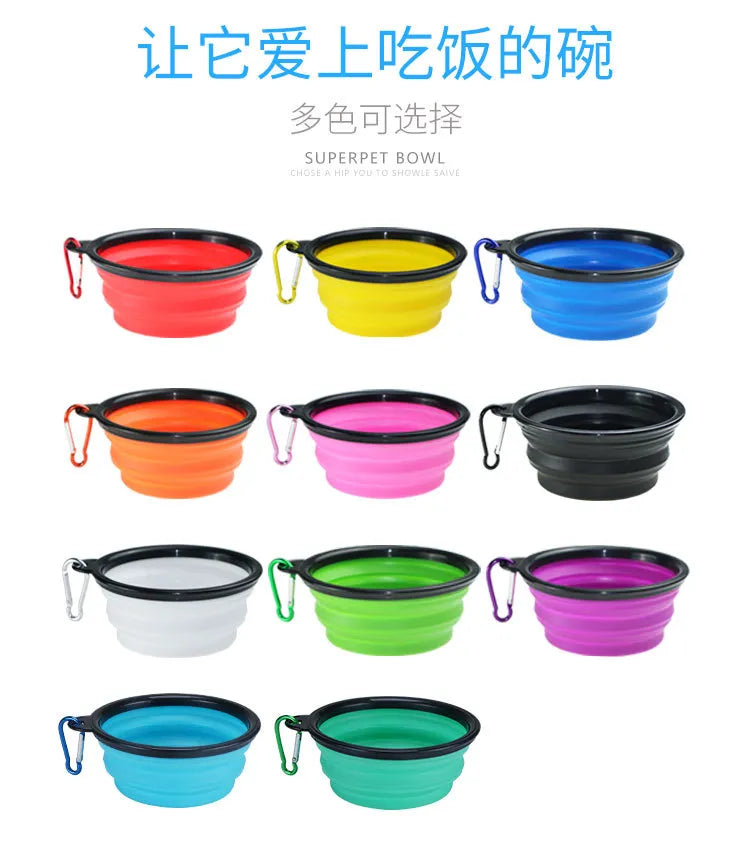 350/1000ml Large Collapsible Dog Pet Folding Silicone Bowl Outdoor Travel Portable Puppy Food Container Feeder Dish Bowl Accessories