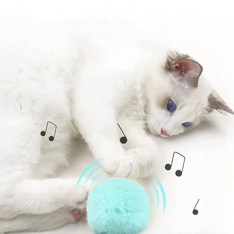 Balle Interactive intelligente pour chat, jouet en peluche électrique, herbe-aux-chats, jouet d'entraînement, chaton, son tactile, produit pour animaux de compagnie, jouet à couiner