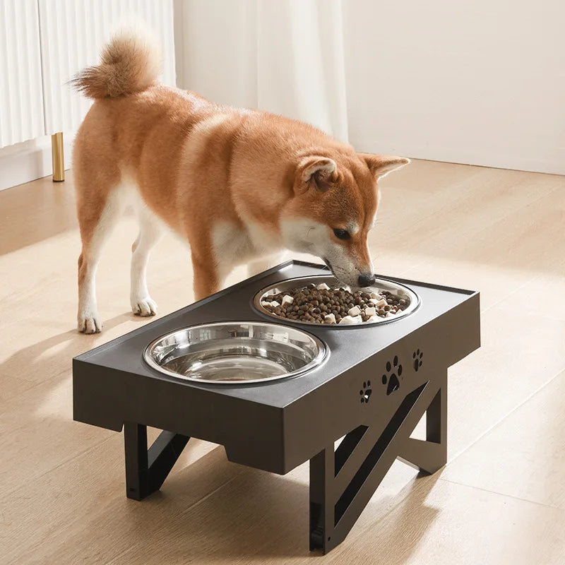 Mangeoire surélevée réglable pour chien, Double bol d'alimentation pour animaux de compagnie, bol d'eau et de nourriture pour chat avec support, table élévatrice en acier inoxydable